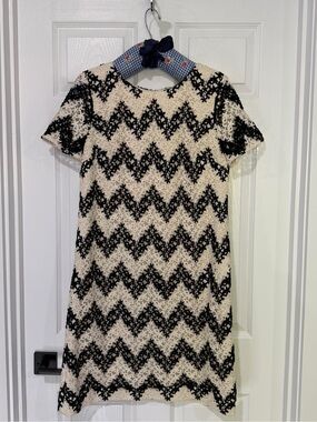 NWT Talbots Cream and Black Lace Shift Dress